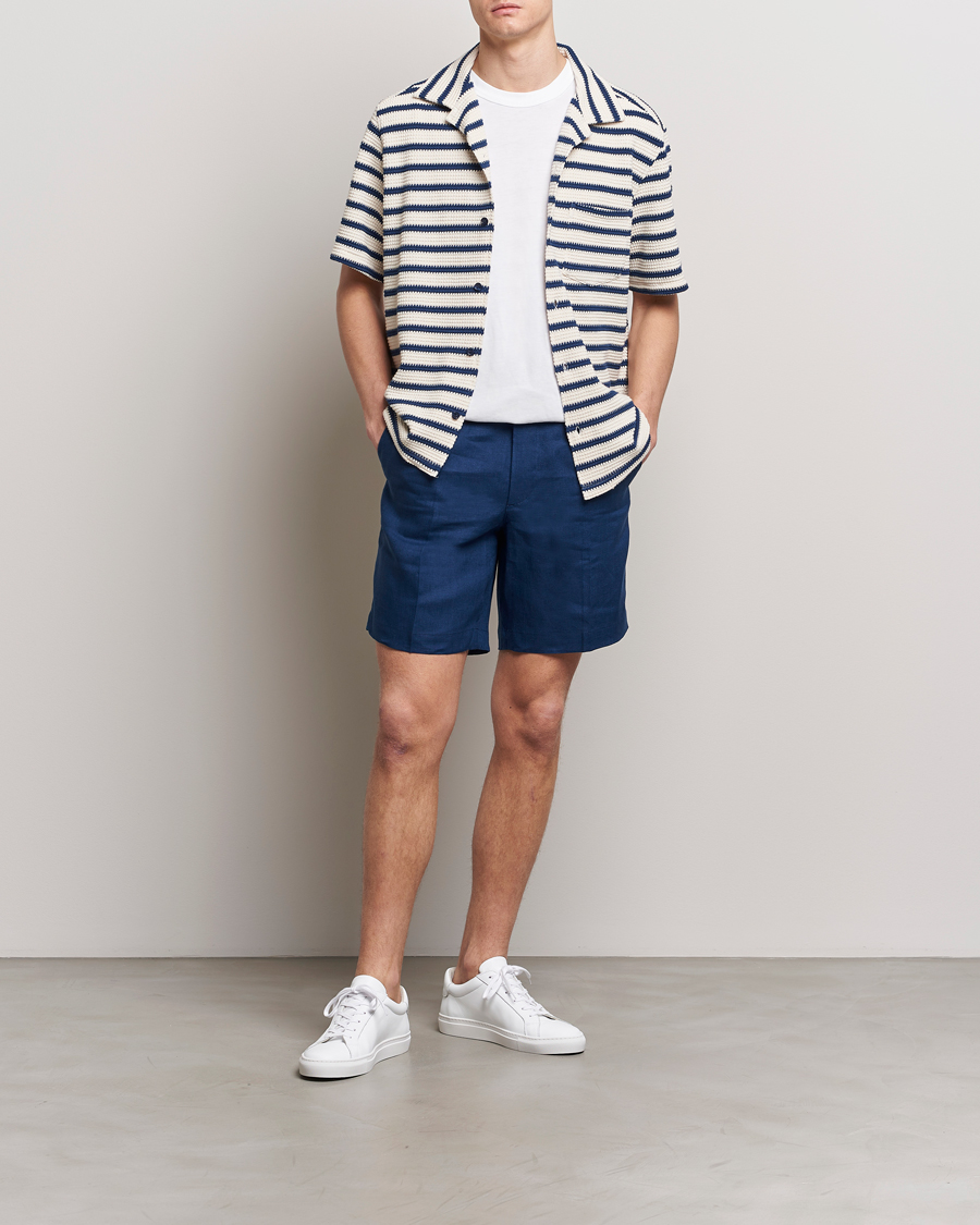 Herren | Shorts | J.Lindeberg | Baron Linen Shorts Estate Blue