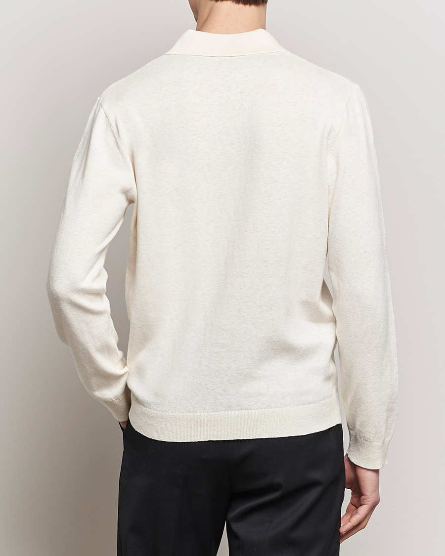 Herren | Pullover | A Day's March | Manol Cotton Linen Polo Off White