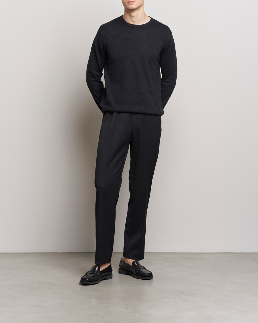 Herren | Pullover | A Day's March | Alagon Cotton/Linen Crew Black