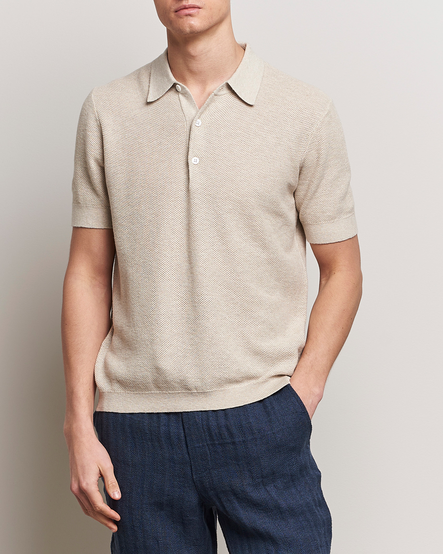 Herr | Contemporary Creators | A Day\'s March | Rosehall Popcorn Stitch Polo Sand