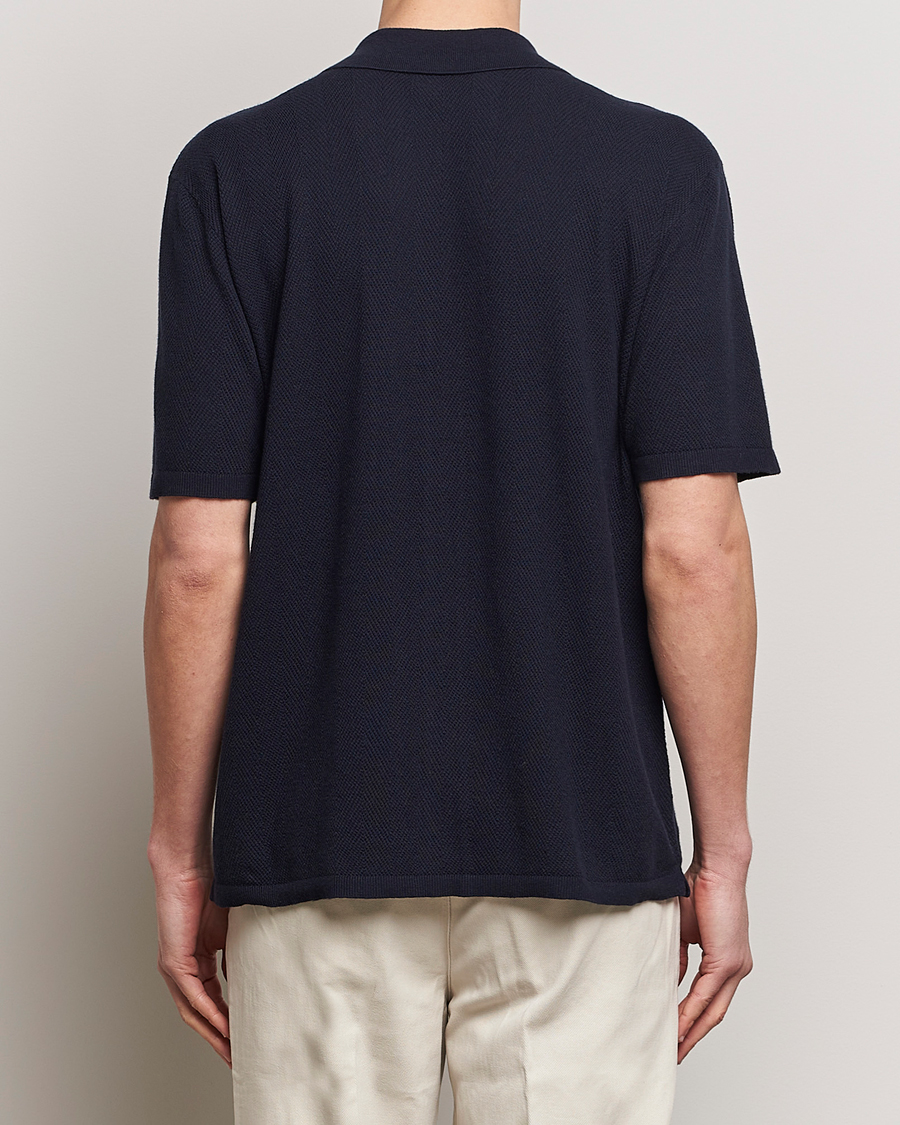 Herren | Hemden | A Day's March | Yamu Knitted Herringbone Shirt Navy