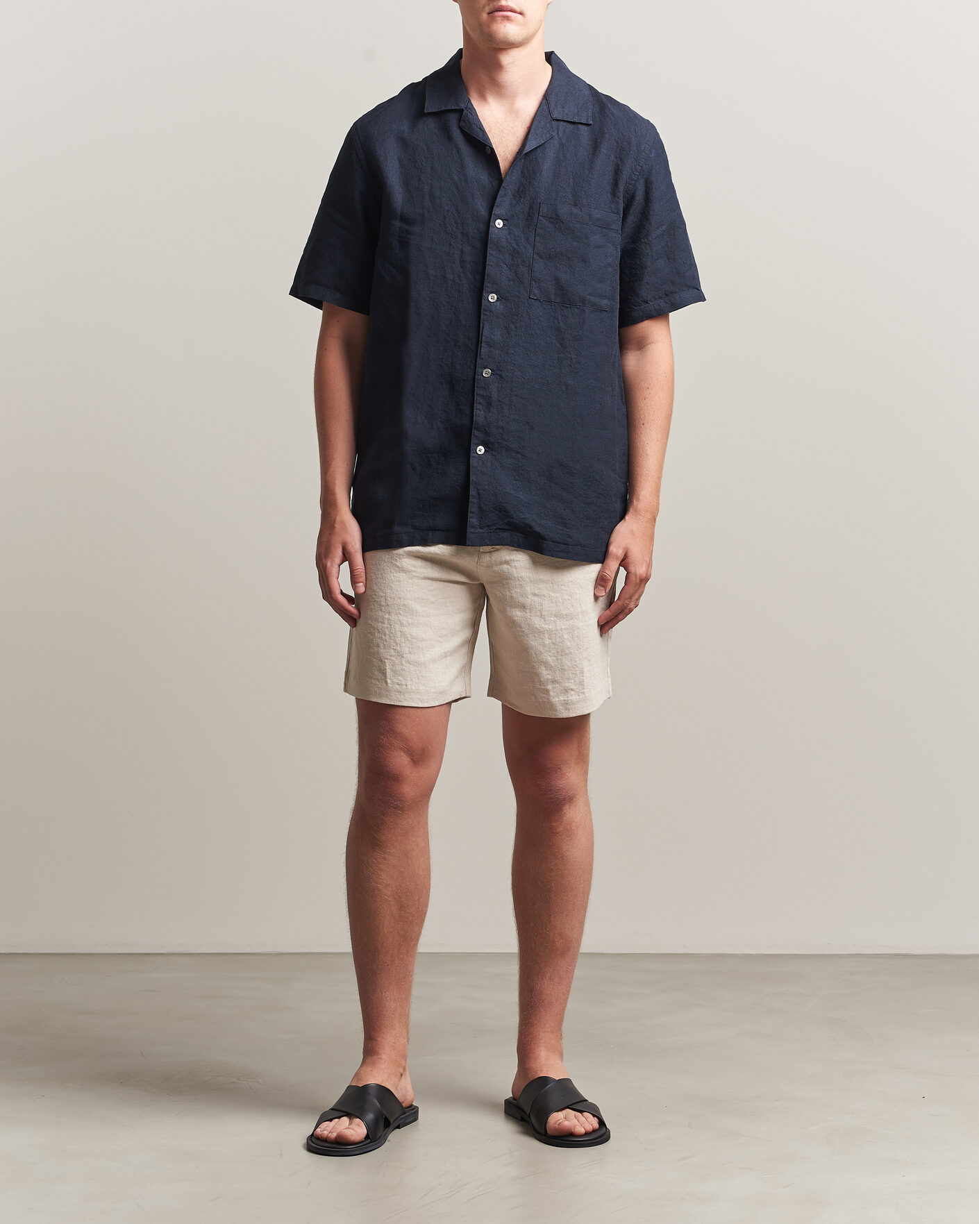 Herren | Shorts | A Day's March | Luny Linen Shorts Oyster