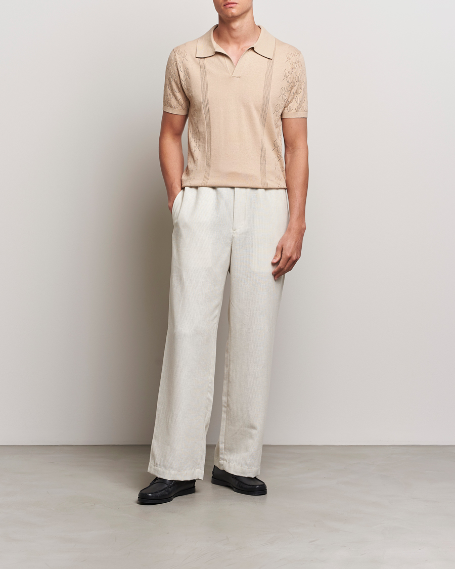 Herren | Poloshirts | J.Lindeberg | Ringo Open Collar Safari Beige