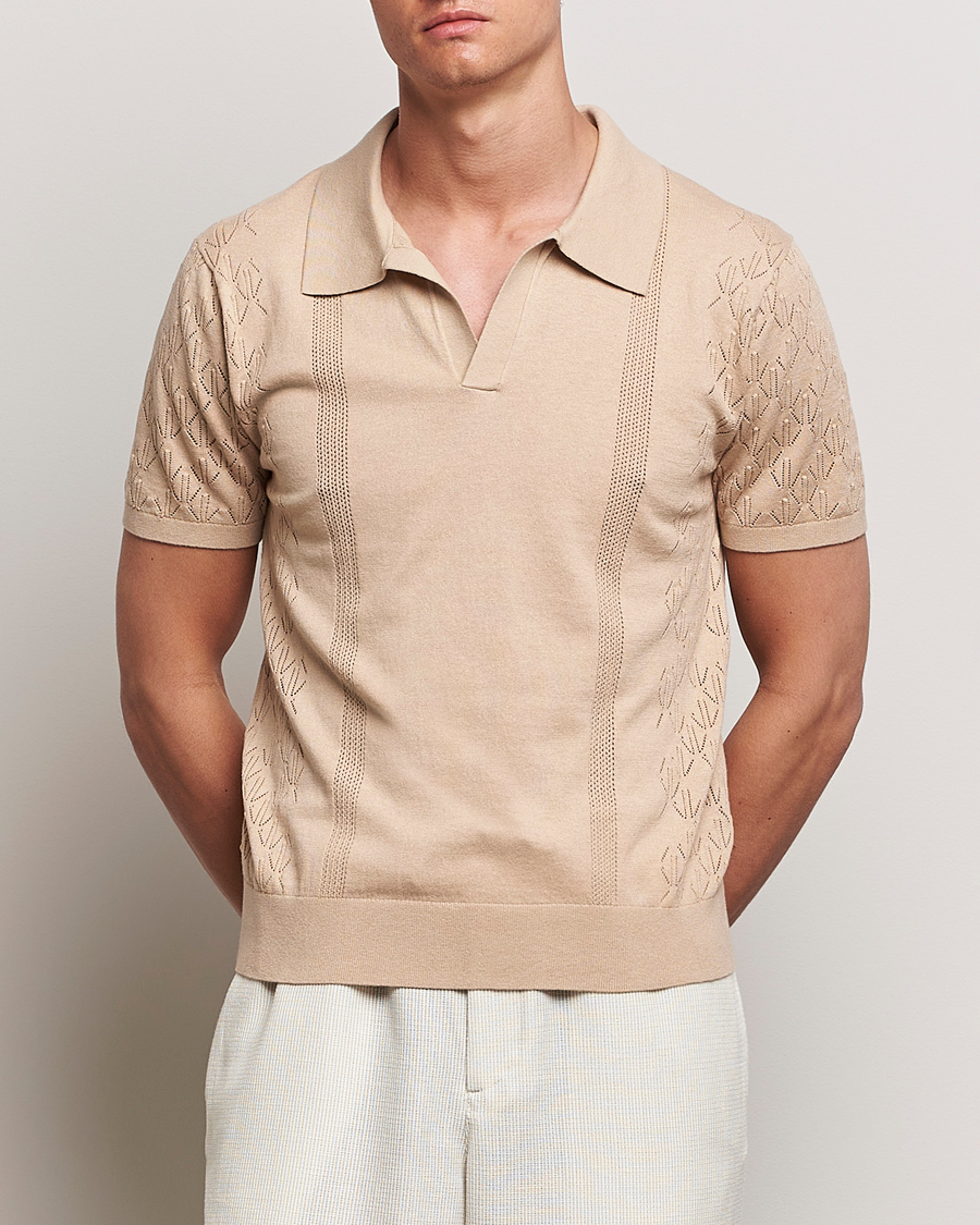 Herren | Poloshirts | J.Lindeberg | Ringo Open Collar Safari Beige