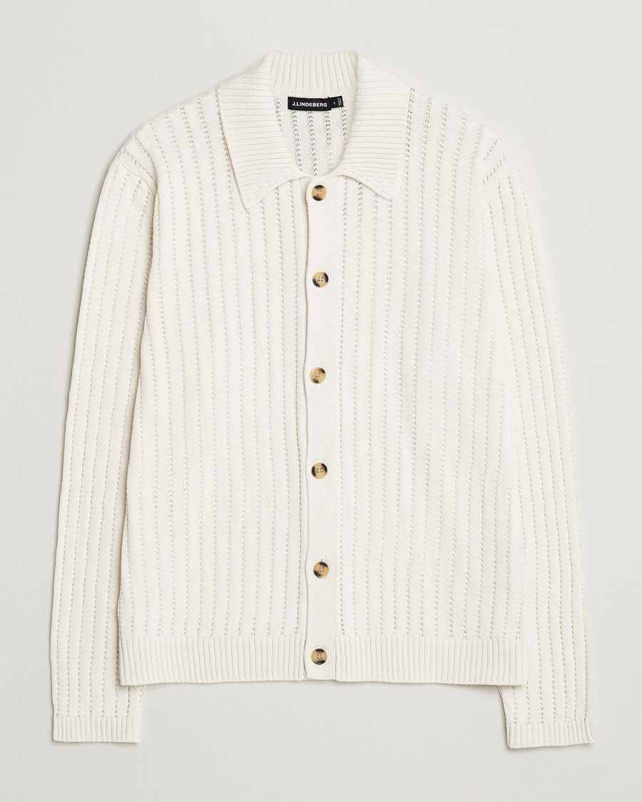 Herren | Pullover | J.Lindeberg | Edmondo Collar Cardigan Cloud White