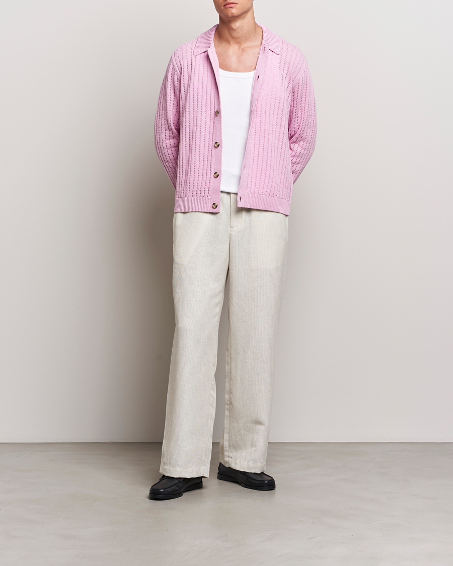 Herren | Pullover | J.Lindeberg | Edmondo Collar Cardigan Pink Lavender