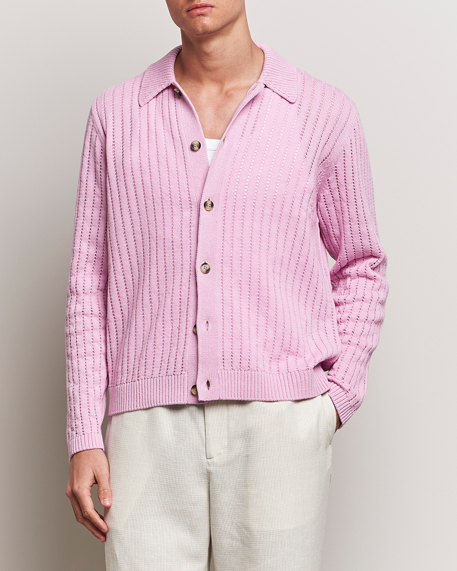 Herren | Pullover | J.Lindeberg | Edmondo Collar Cardigan Pink Lavender