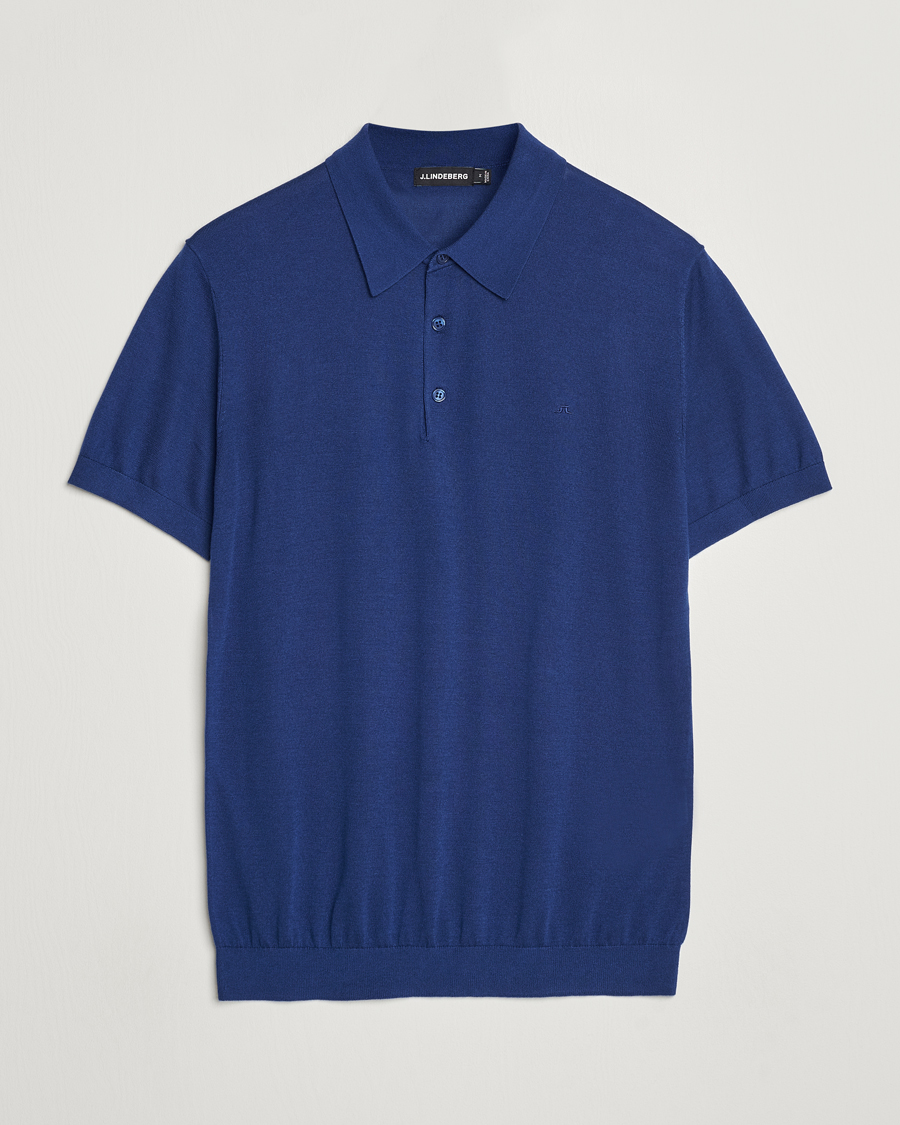 Herren | Poloshirts | J.Lindeberg | Ridge Lyocell Silk Polo Estate Blue