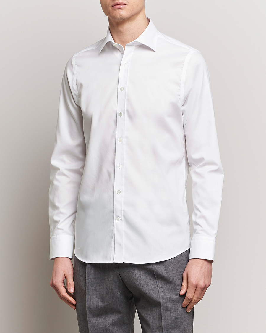 Herren | Hemden | Oscar Jacobson | Slim Fit Cut Away Non Iron Twill Optical White
