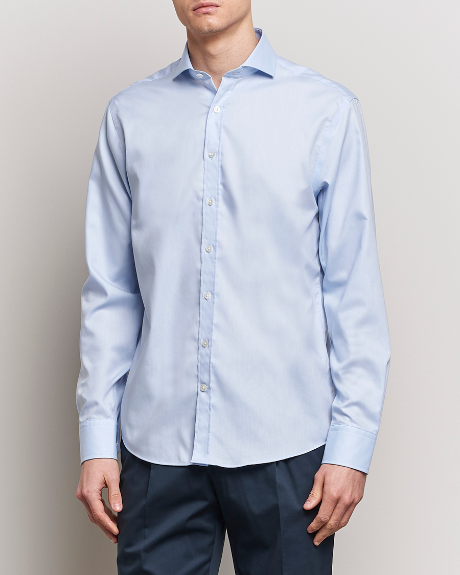 Herren | Hemden | Oscar Jacobson | Reg Fit Cut Away Non Iron Twill Light Blue