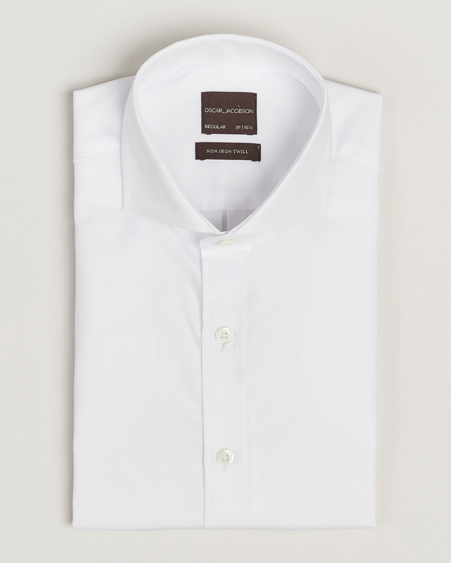 Herren | Hemden | Oscar Jacobson | Reg Fit Cut Away Non Iron Twill Optical White
