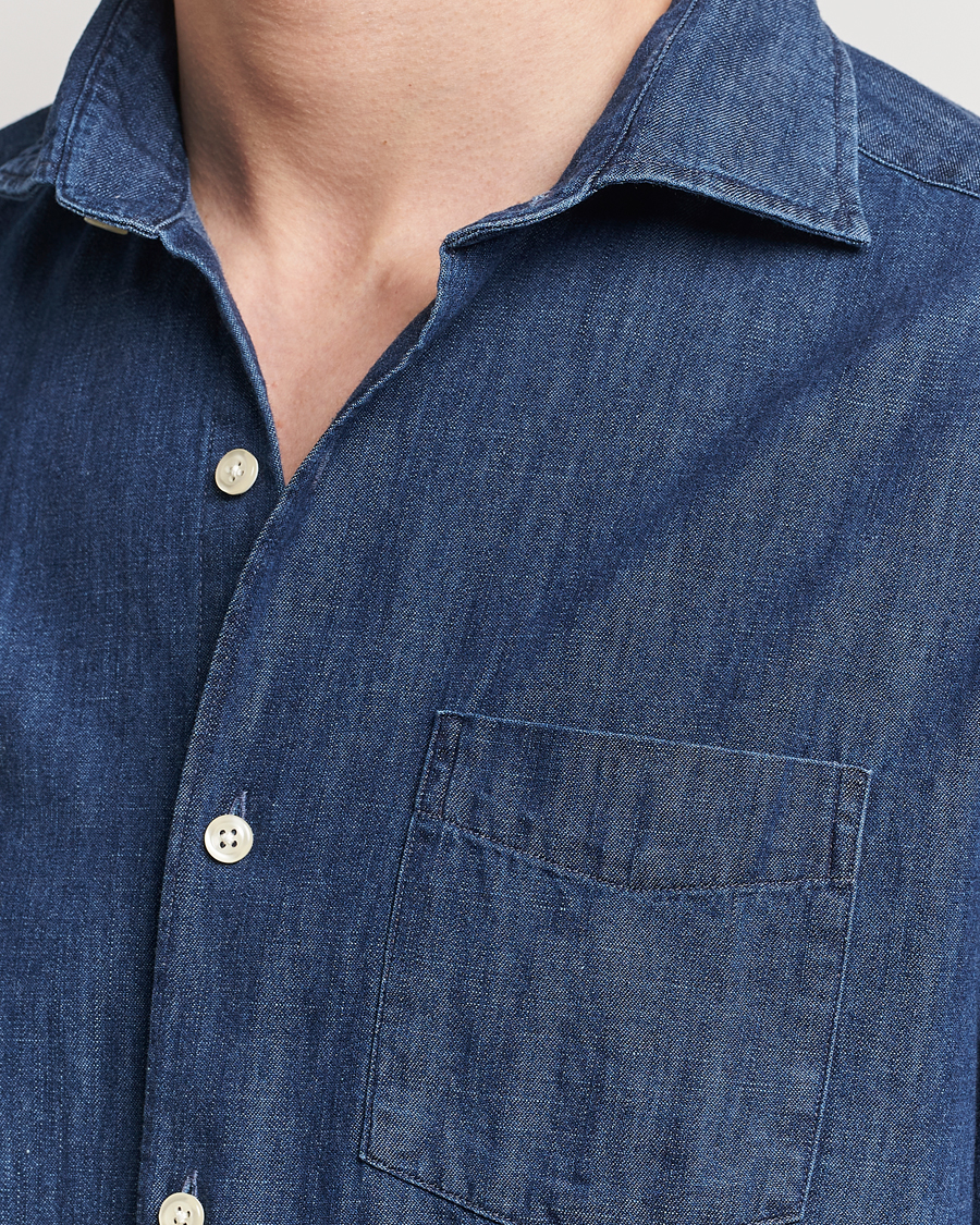 Herren | Hemden | Oscar Jacobson | Reg Fit Wide Spread C Dark Indigo Midnight Blue