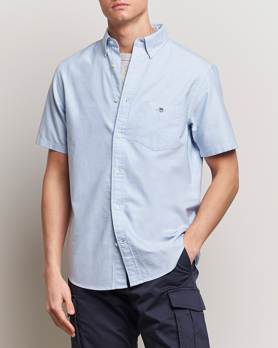 Herren | Hemden | Gant | Regular Short Sleeve Oxford Shirt Light Blue