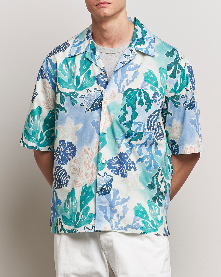 Herren | Kleidung | GANT | Camp Collar Sea Print Short Sleeve Shirt Rich Blue