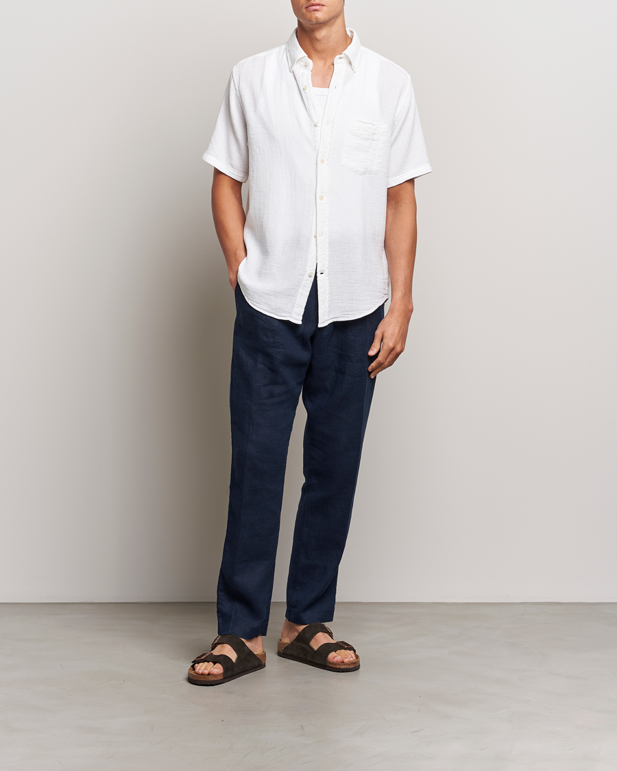 Herren | Hemden | Gant | Cotton/Linen Texture Short Sleeve Shirt White