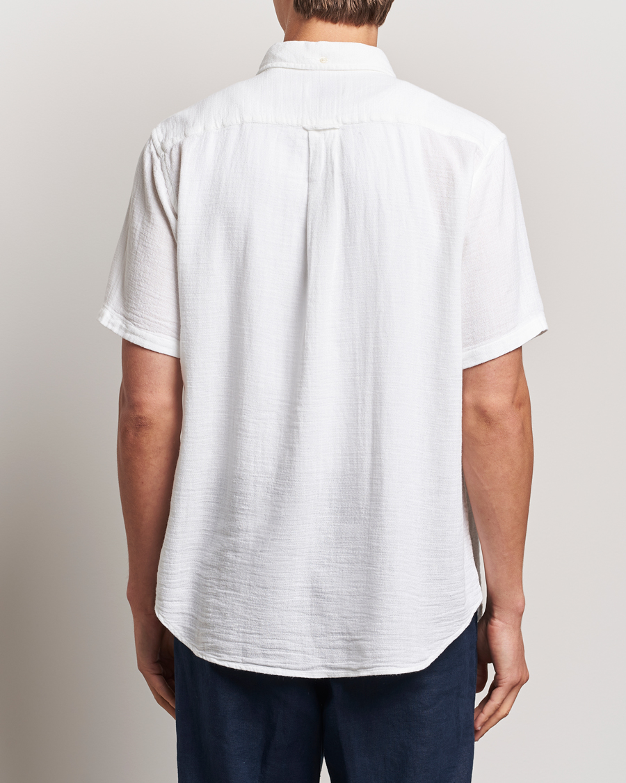 Herren | Hemden | Gant | Cotton/Linen Texture Short Sleeve Shirt White