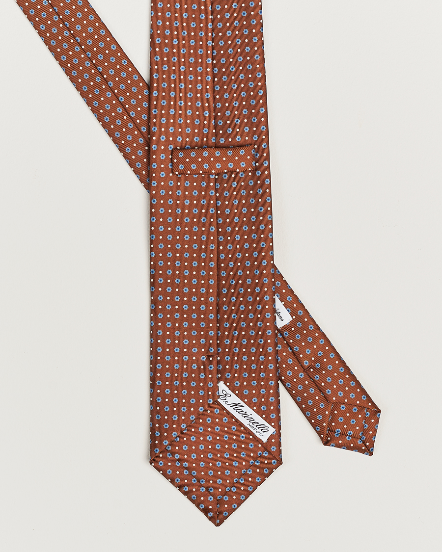 Herren | E. Marinella 3-Fold Printed Silk Tie Brown | E. Marinella | 3-Fold Printed Silk Tie Brown
