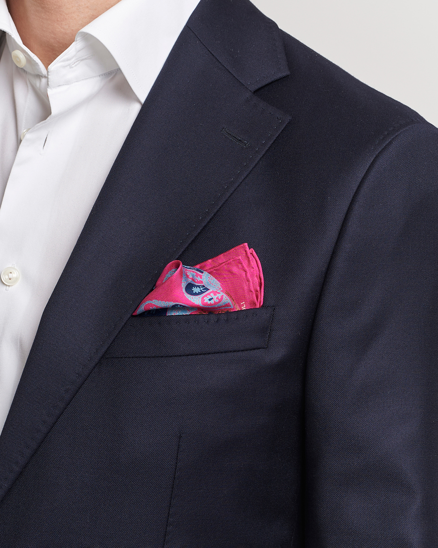 Herren | E. Marinella Archive Printed Silk Pocket Square Pink | E. Marinella | Archive Printed Silk Pocket Square Pink