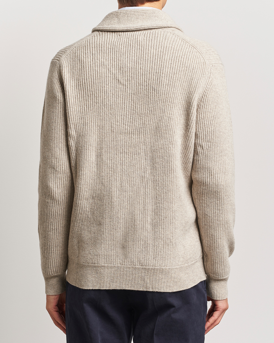 Herren | Pullover | Charles Tyrwhitt | Chunky Merino Shawl Neck Cardigan Oatmeal