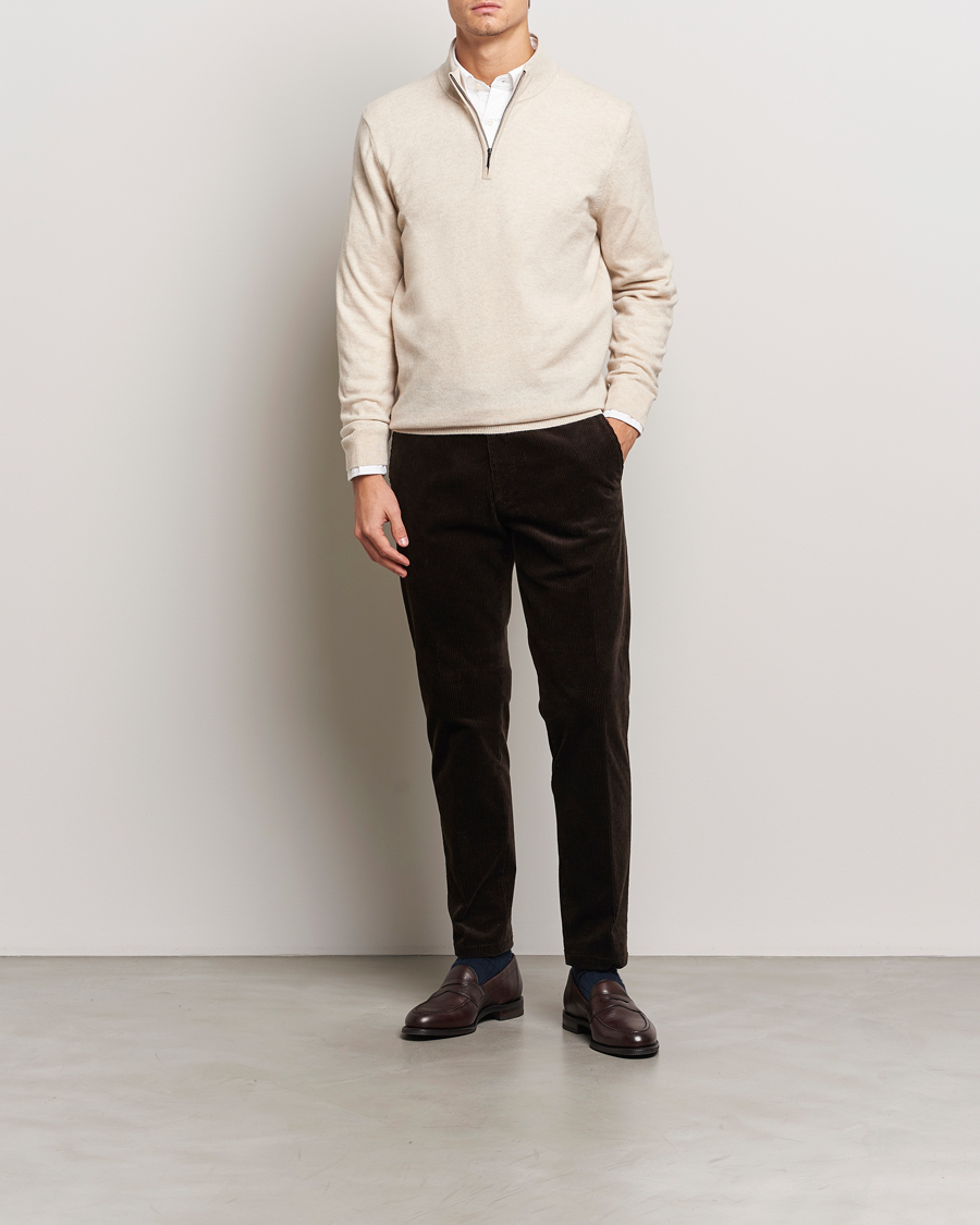 Herren | Pullover | Charles Tyrwhitt | Pure Cashmere Zip Neck Jumper Cream