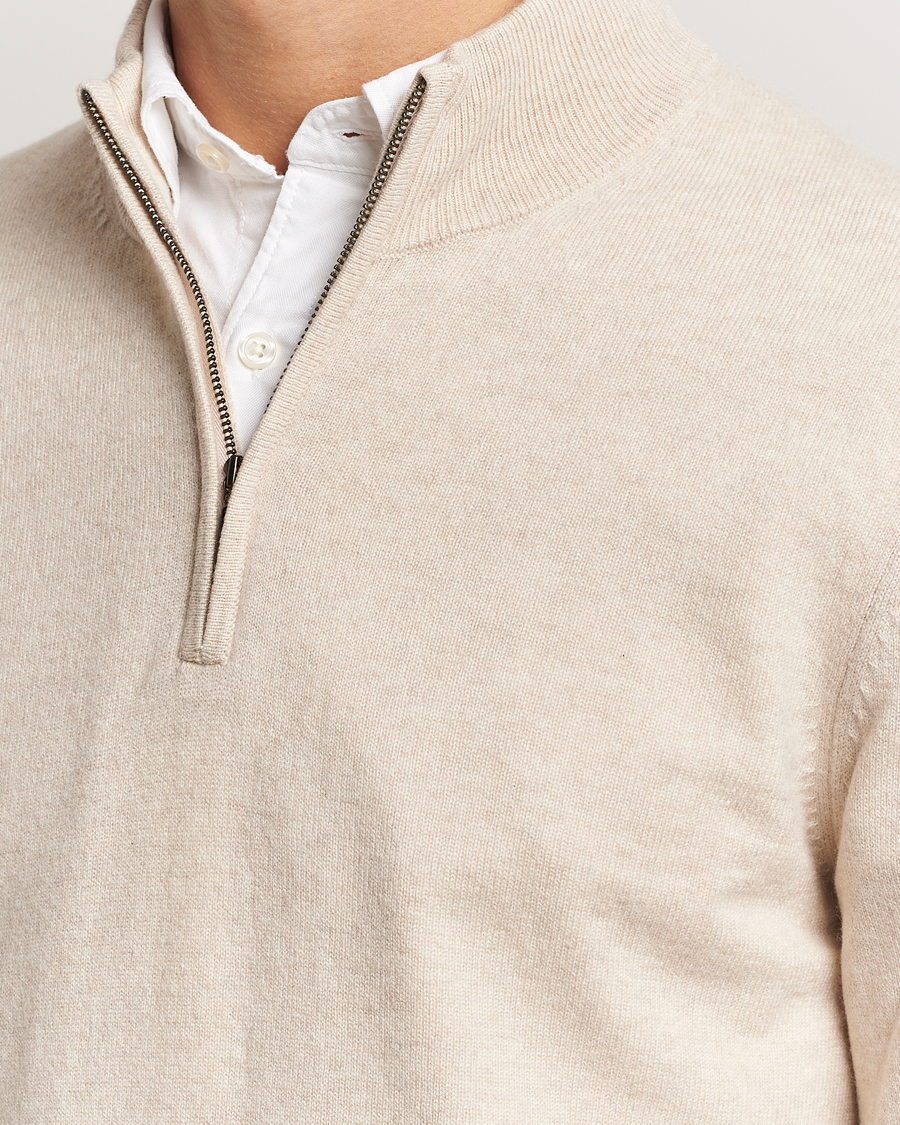 Herren | Pullover | Charles Tyrwhitt | Pure Cashmere Zip Neck Jumper Cream