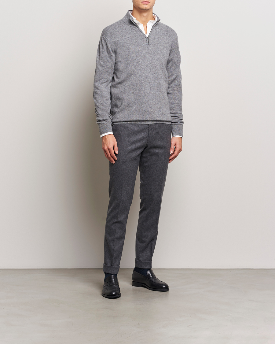 Herren | Pullover | Charles Tyrwhitt | Pure Cashmere Zip Neck Jumper Grey