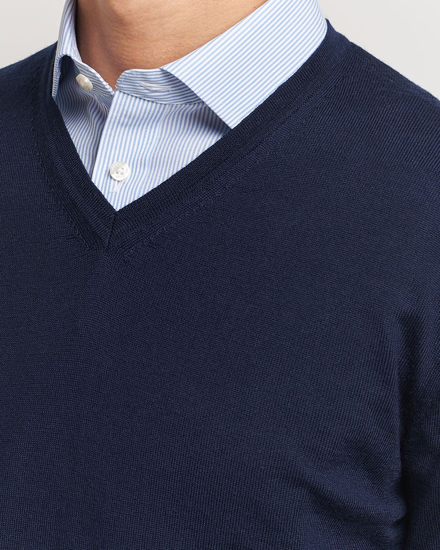 Herren | Pullover | Charles Tyrwhitt | Pure Merino V-Neck Jumper Navy
