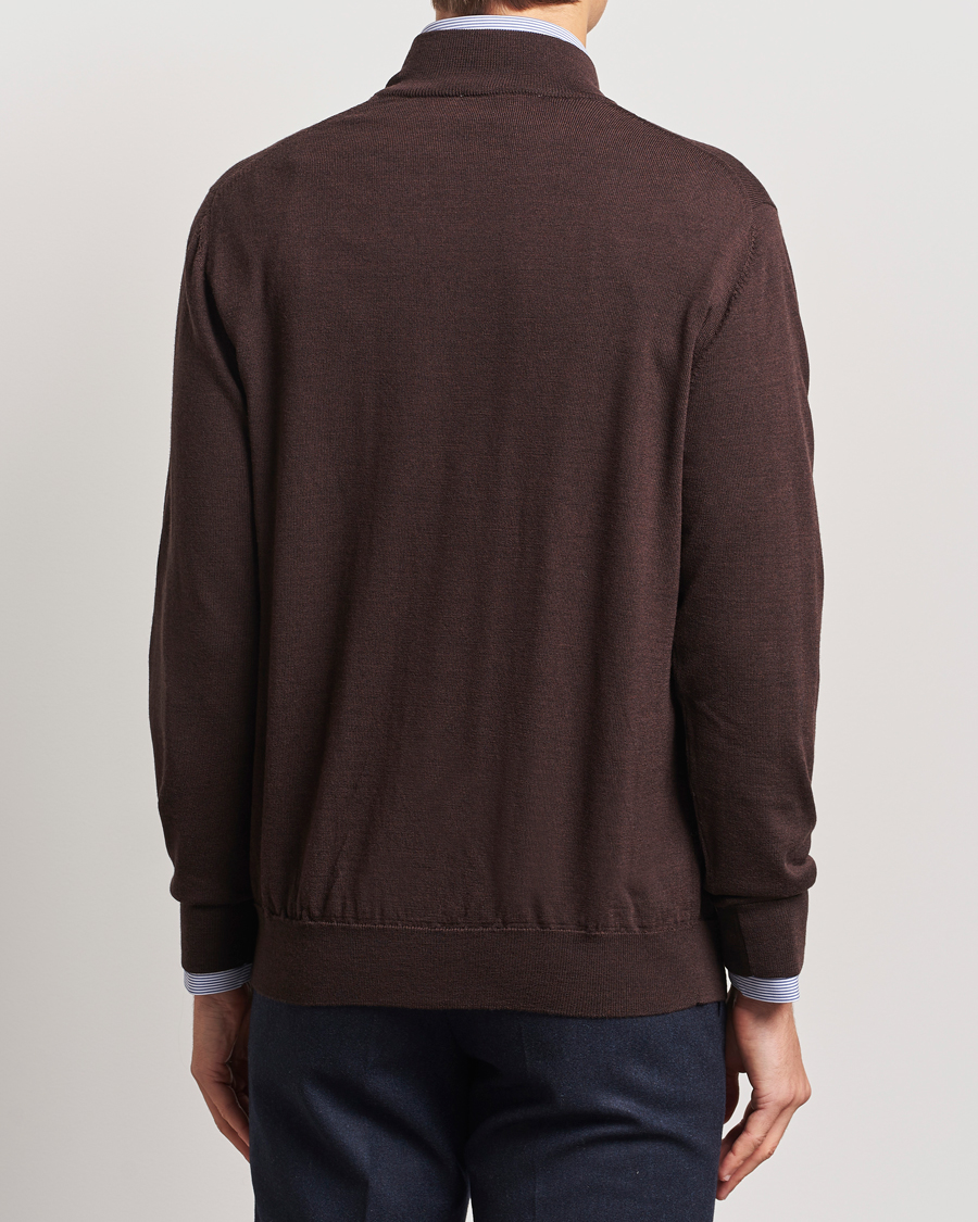 Herren | Pullover | Charles Tyrwhitt | Pure Merino Zip Neck Jumper Chocolate Brown