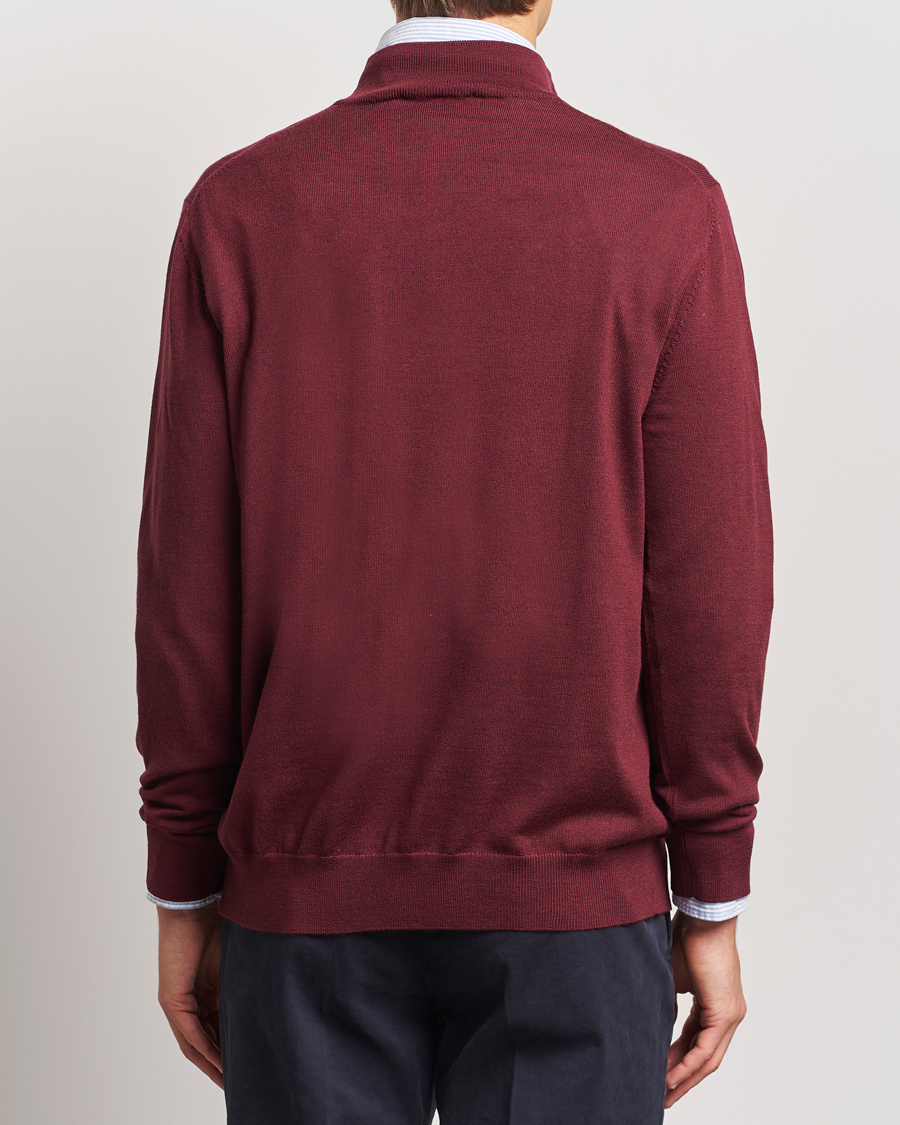 Herren | Pullover | Charles Tyrwhitt | Pure Merino Zip Neck Jumper Burgundy Red
