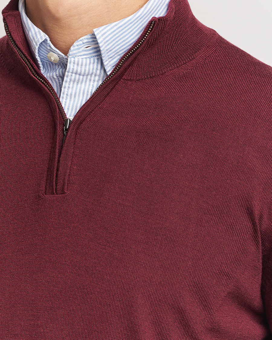 Herren | Pullover | Charles Tyrwhitt | Pure Merino Zip Neck Jumper Burgundy Red