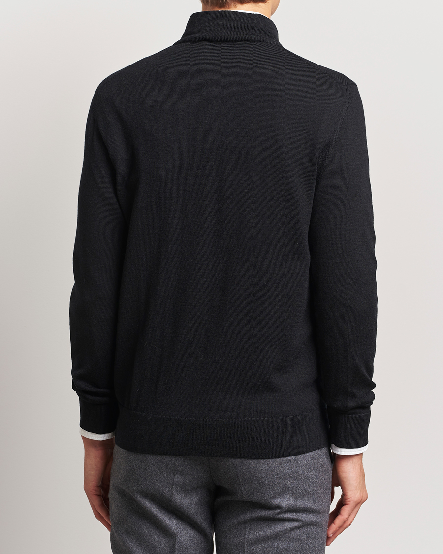 Herren | Pullover | Charles Tyrwhitt | Pure Merino Zip Neck Jumper Black