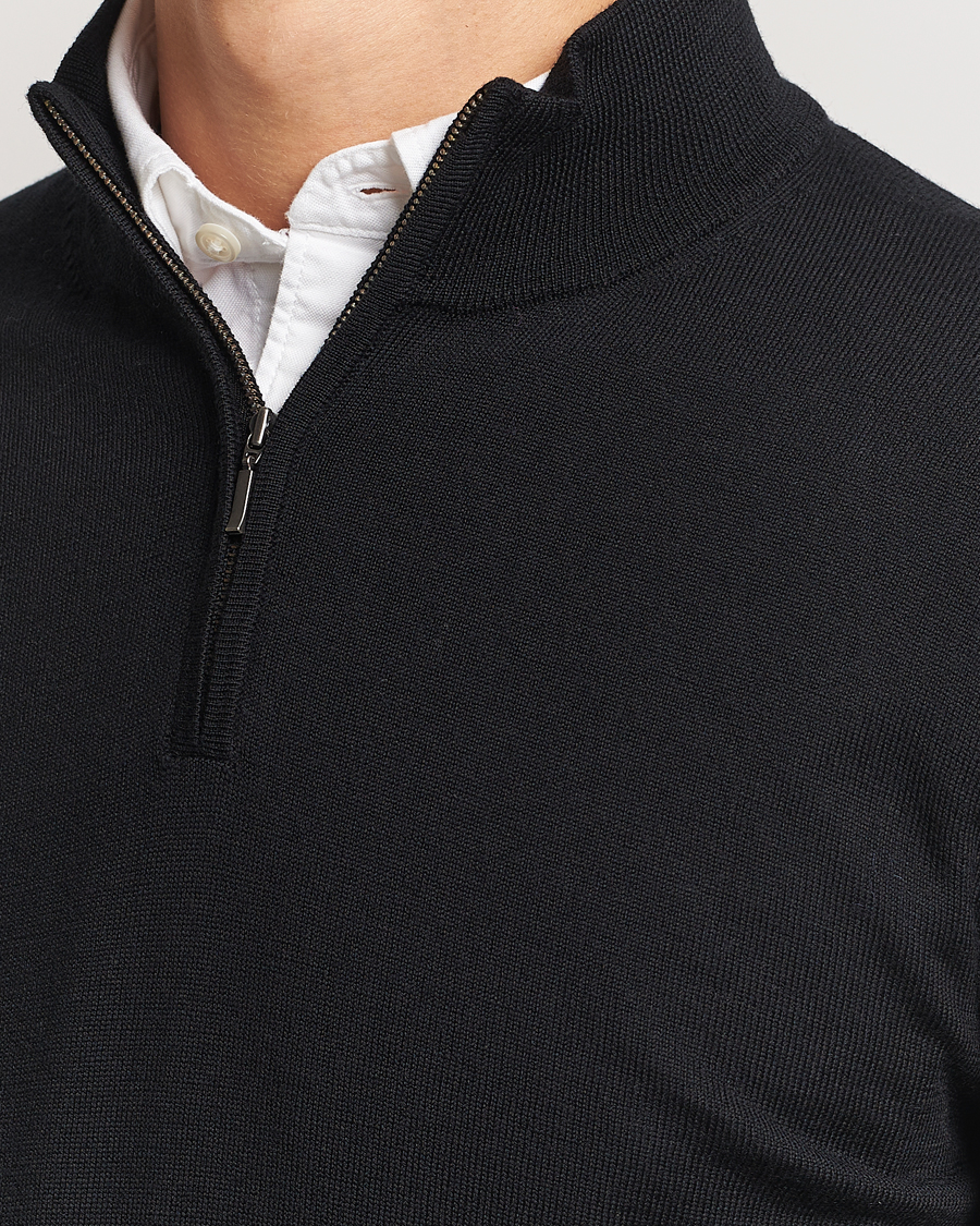 Herren | Pullover | Charles Tyrwhitt | Pure Merino Zip Neck Jumper Black