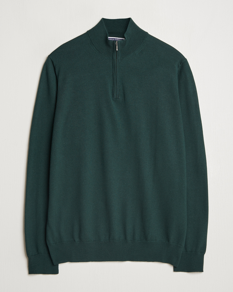Herren | Pullover | Charles Tyrwhitt | Pure Merino Zip Neck Jumper Forest Green