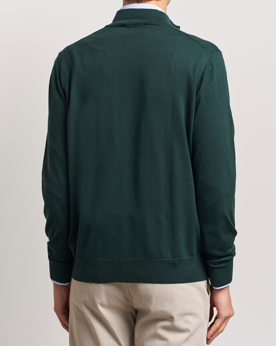 Herren | Pullover | Charles Tyrwhitt | Pure Merino Zip Neck Jumper Forest Green