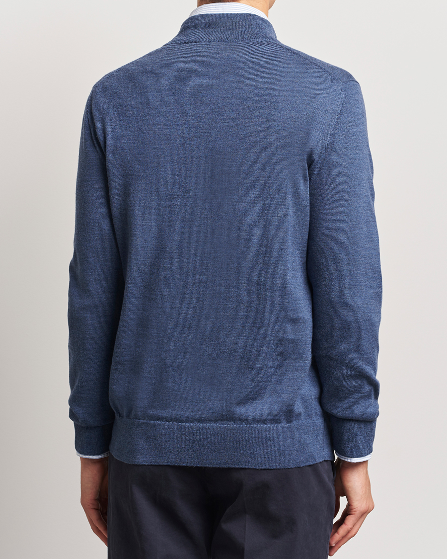 Herren | Pullover | Charles Tyrwhitt | Pure Merino Zip Neck Jumper Indigo Blue