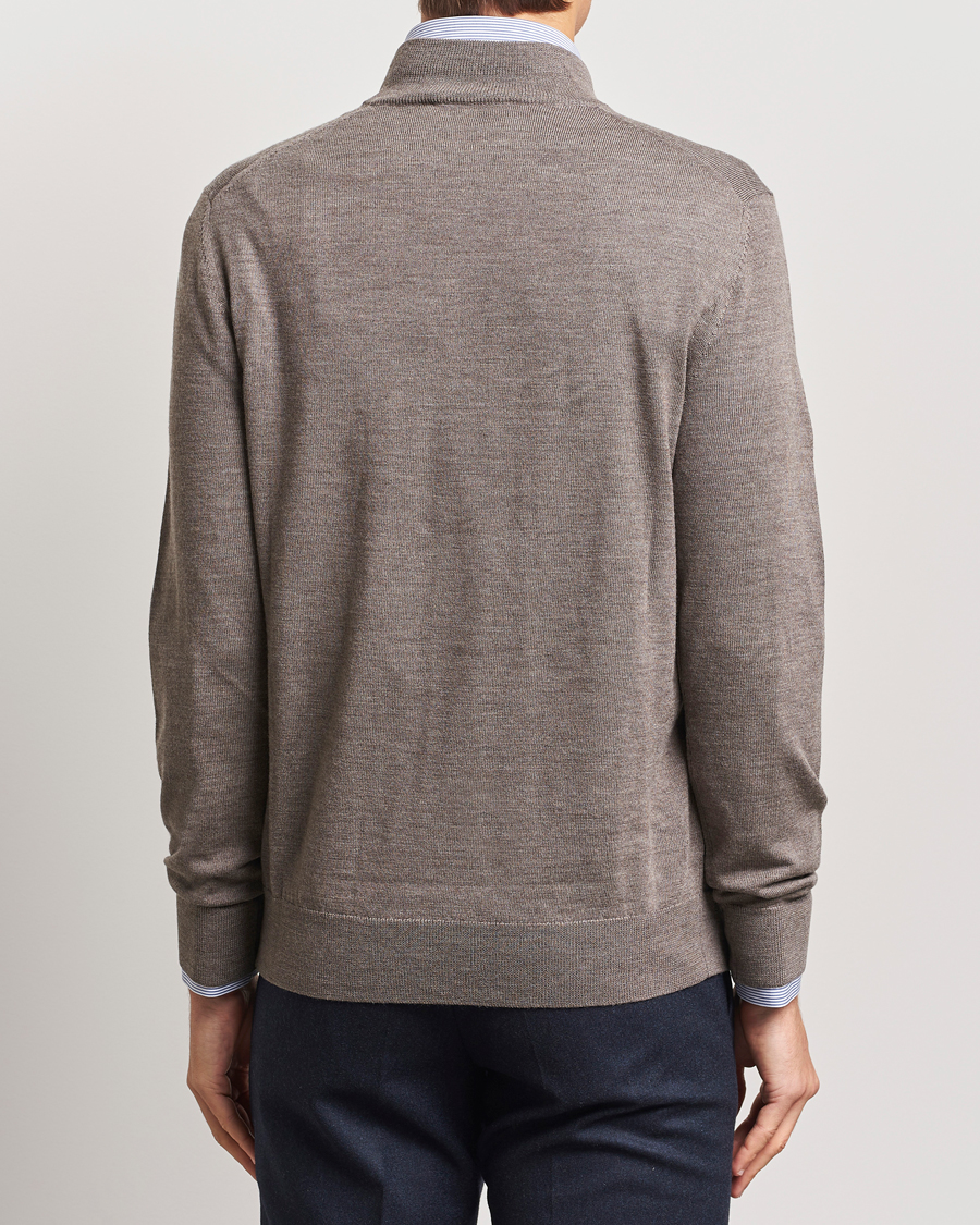 Herren | Pullover | Charles Tyrwhitt | Pure Merino Zip Neck Jumper Mocha