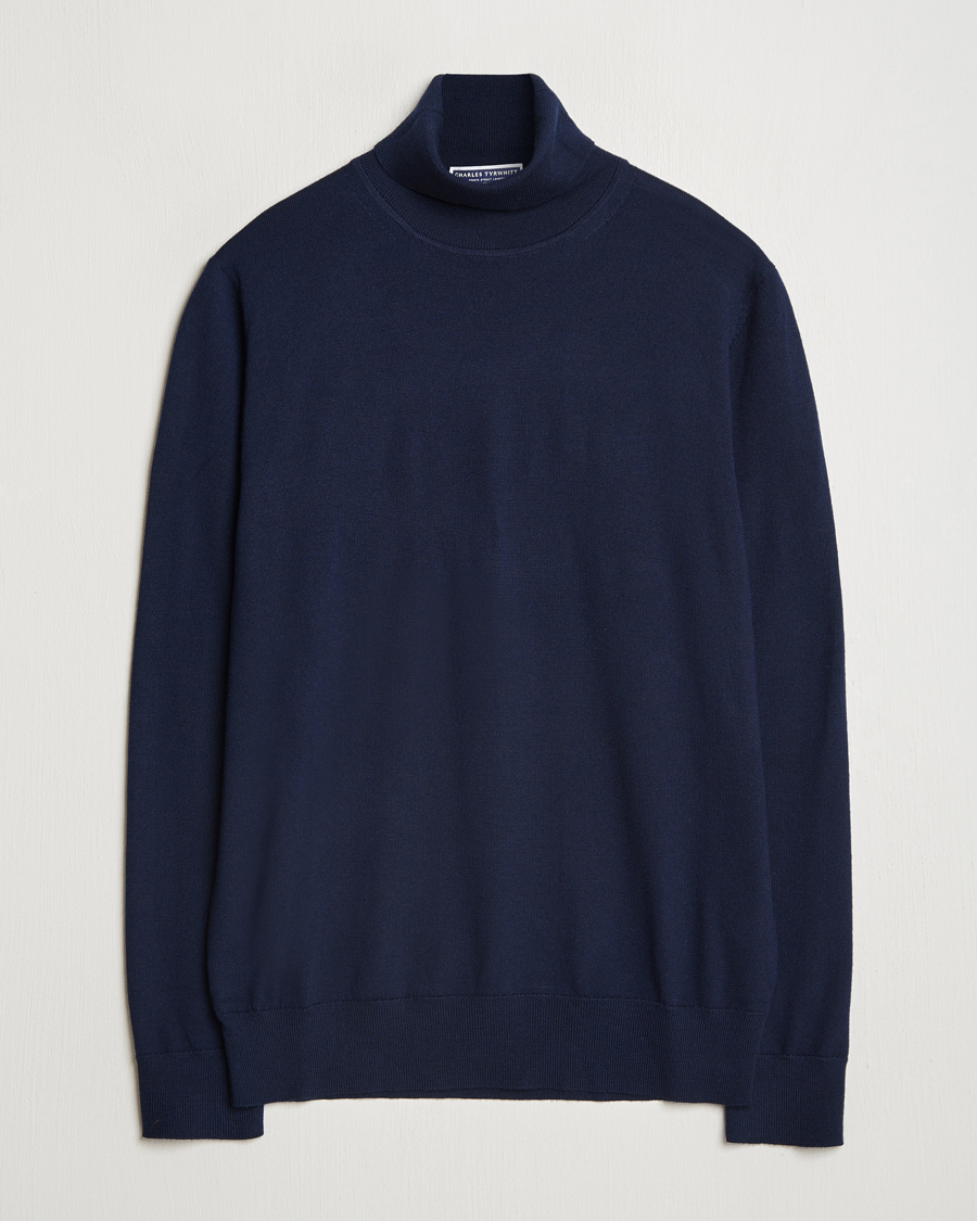 Herren | Pullover | Charles Tyrwhitt | Pure Merino Roll Neck Jumper Navy