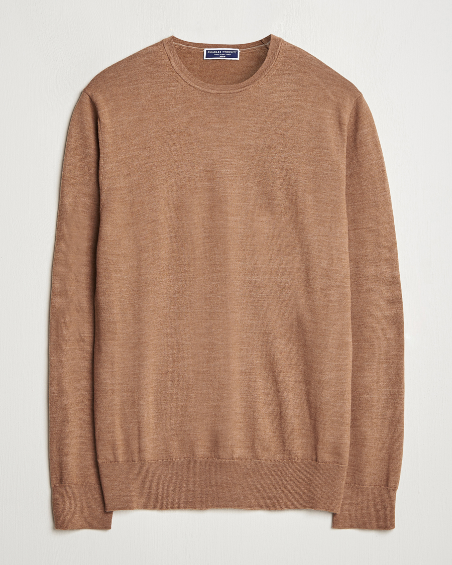 Herren | Pullover | Charles Tyrwhitt | Pure Merino Crew Neck Jumper Sand