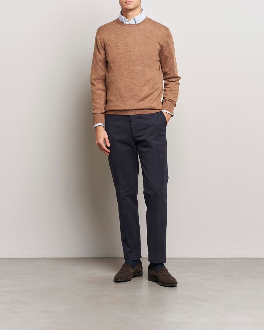 Herren | Pullover | Charles Tyrwhitt | Pure Merino Crew Neck Jumper Sand