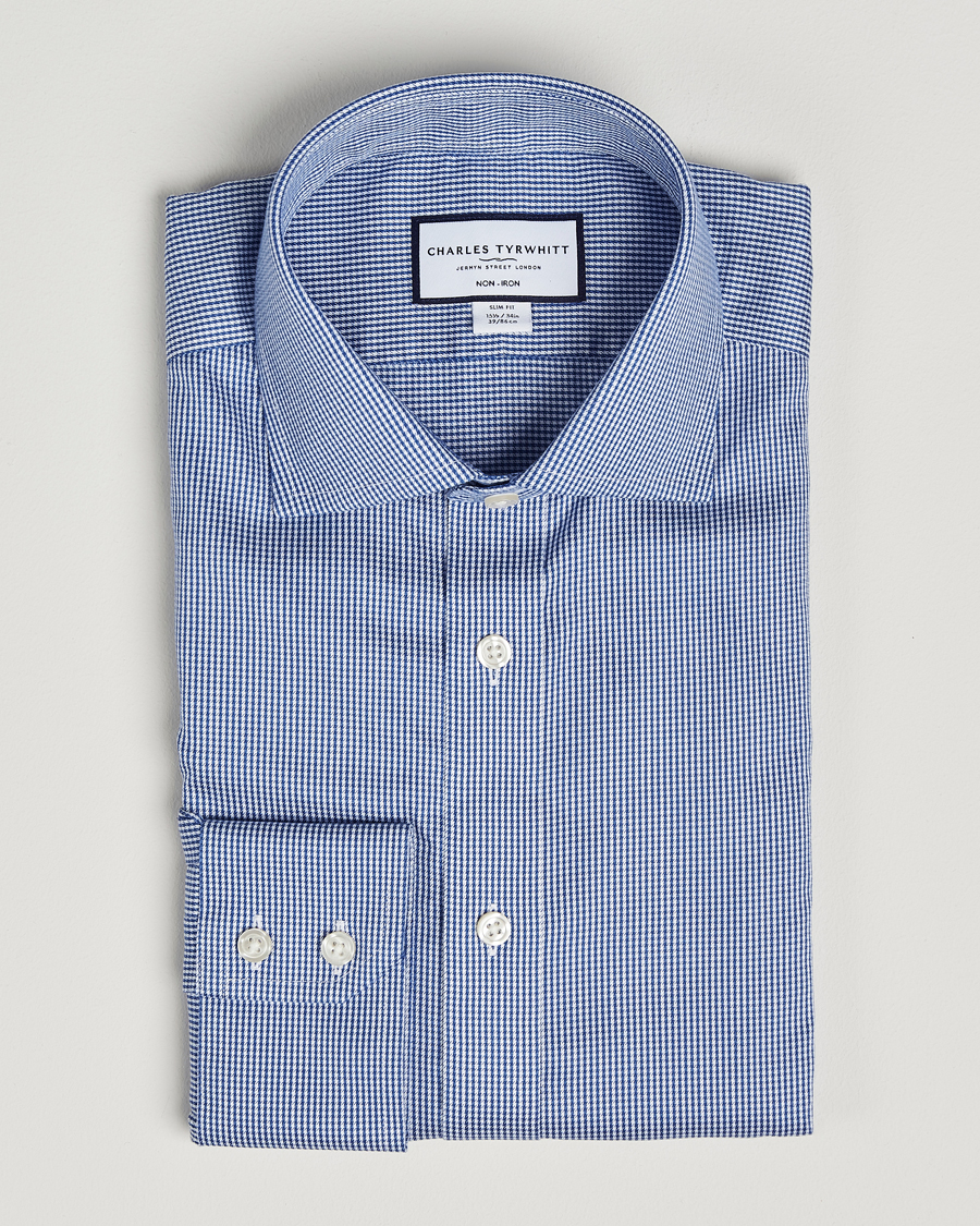 Herren | Hemden | Charles Tyrwhitt | Slim Fit Non Iron Puppytooth Shirt Royal Blue