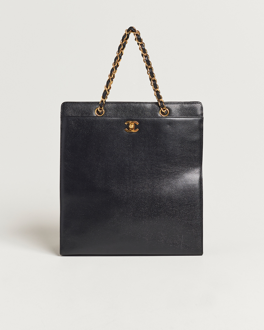 Herren | Chanel Pre-Owned Chain Tote Bag Black | Chanel Pre-Owned | Chain Tote Bag Black