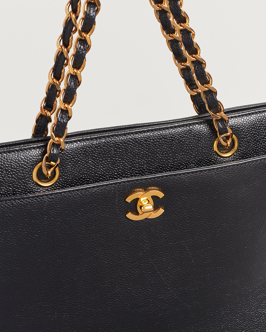 Herren | Chanel Pre-Owned Chain Tote Bag Black | Chanel Pre-Owned | Chain Tote Bag Black