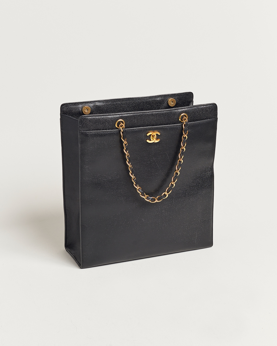 Herren | Chanel Pre-Owned Chain Tote Bag Black | Chanel Pre-Owned | Chain Tote Bag Black