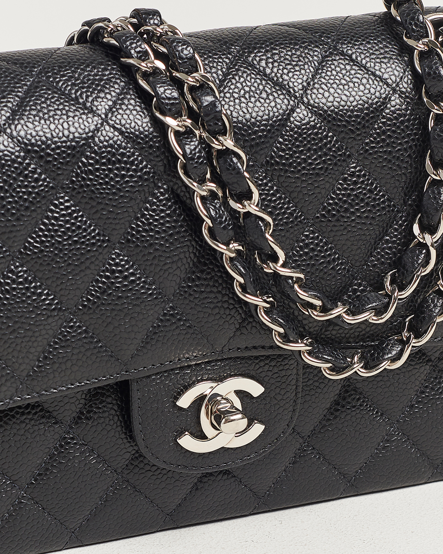 Herren | Chanel Pre-Owned Classic Medium Double Flap Bag Caviar Leather Black | Chanel Pre-Owned | Classic Medium Double Flap Bag Caviar Leather Black