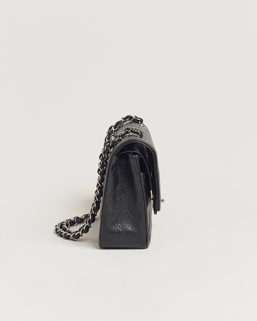 Herren | Chanel Pre-Owned Classic Medium Double Flap Bag Caviar Leather Black | Chanel Pre-Owned | Classic Medium Double Flap Bag Caviar Leather Black