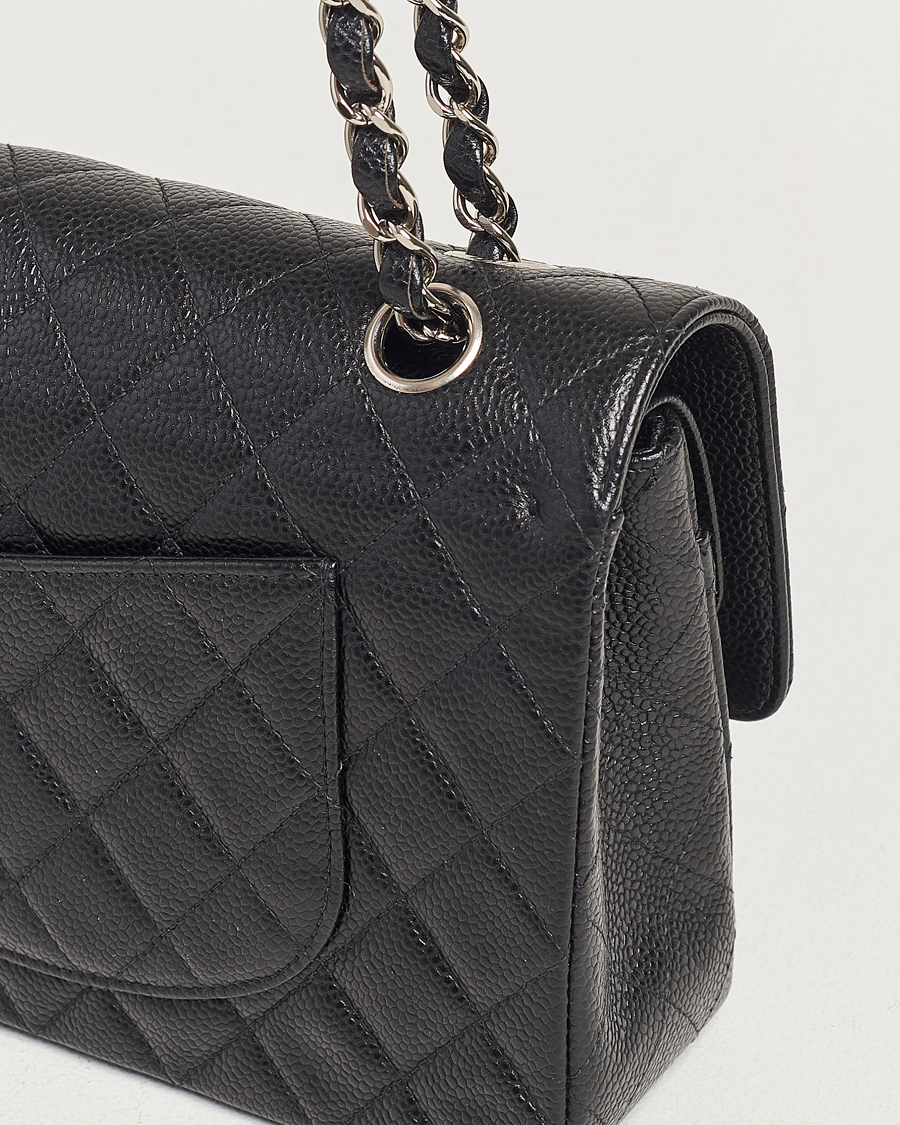 Herren | Chanel Pre-Owned Classic Medium Double Flap Bag Caviar Leather Black | Chanel Pre-Owned | Classic Medium Double Flap Bag Caviar Leather Black