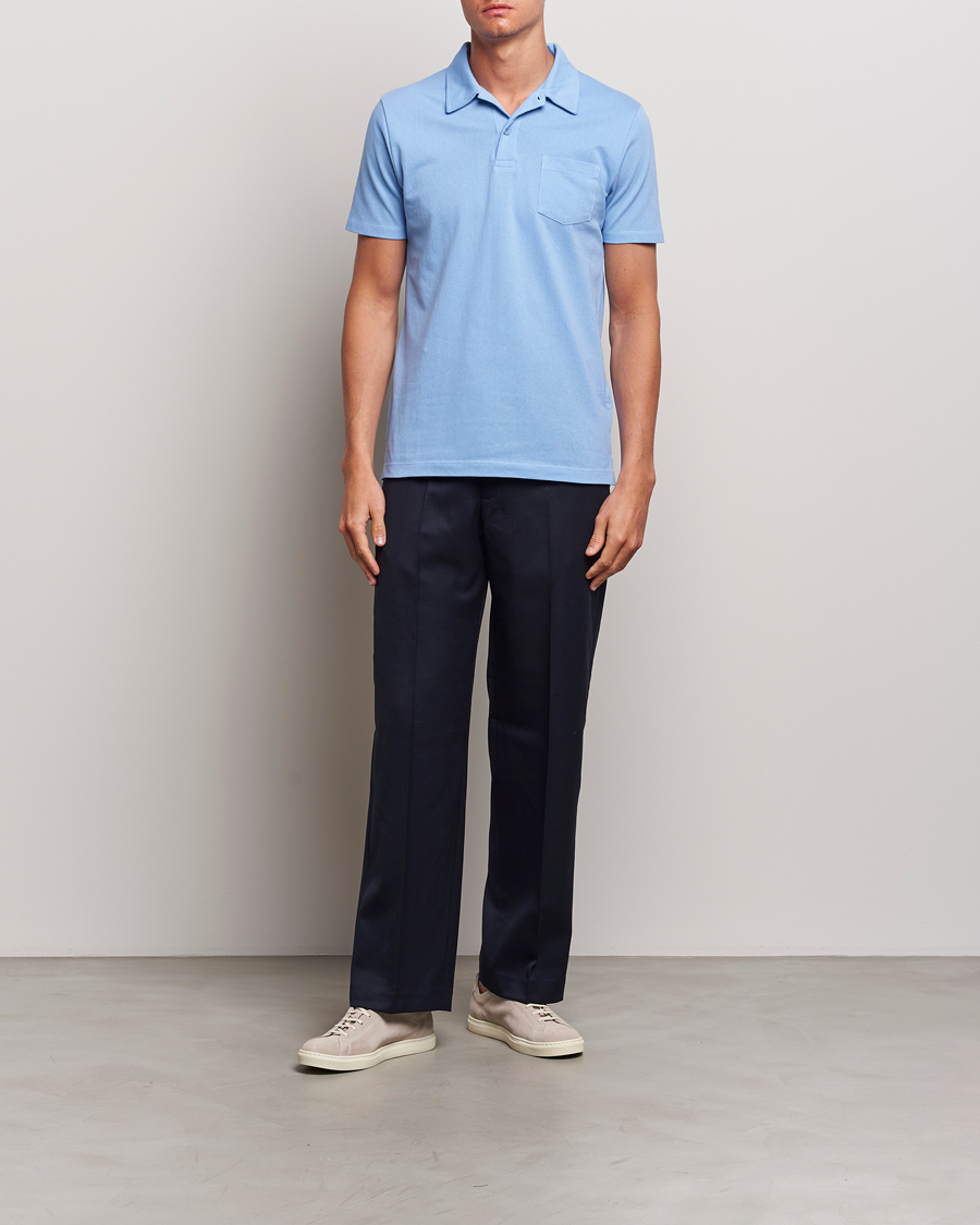 Herren | Poloshirts | Sunspel | Riviera Polo Shirt Cool Blue