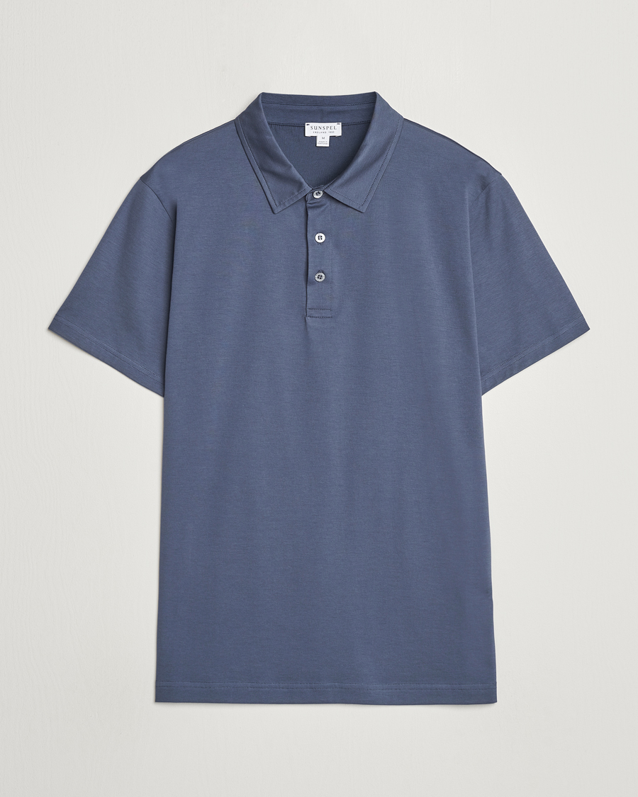 Herren | Poloshirts | Sunspel | Cotton Jersey Polo Slate Blue