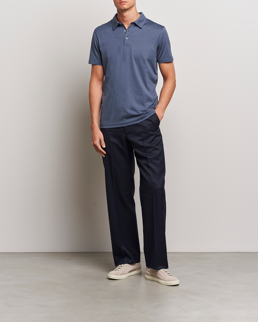Herren | Poloshirts | Sunspel | Cotton Jersey Polo Slate Blue