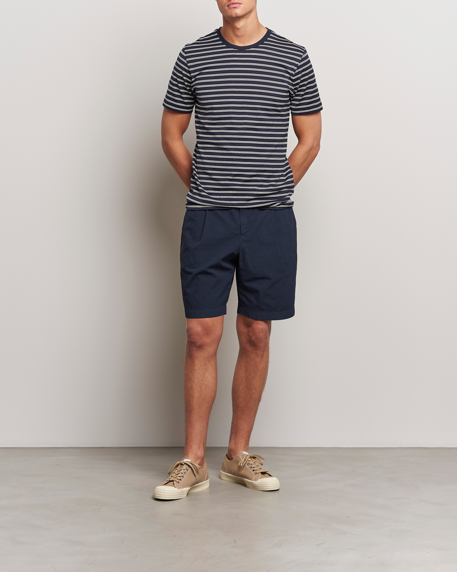 Herren | Shorts | Sunspel | Lightweight Seersucker Shorts Navy